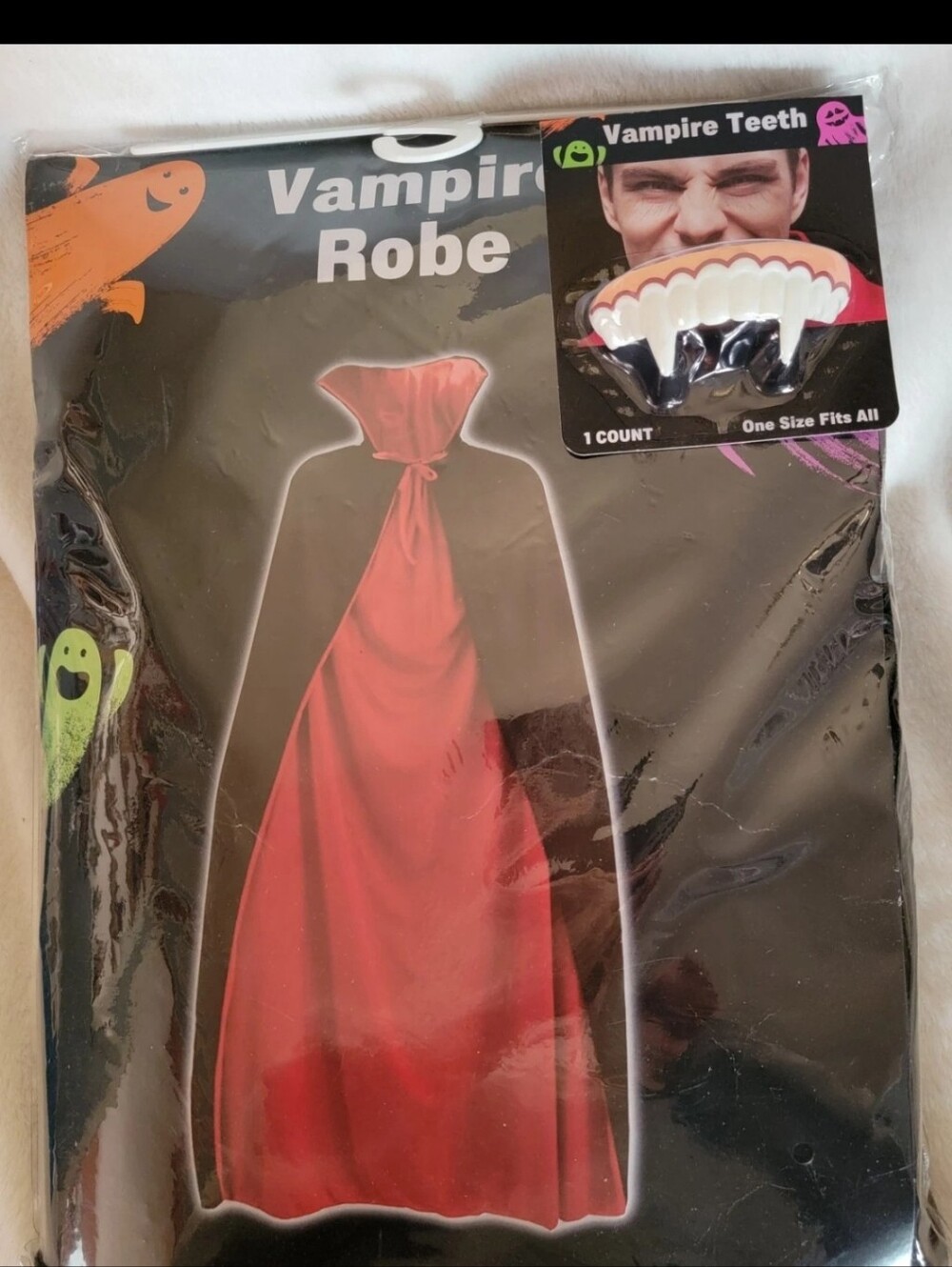Vampire Costume Adult W/ Teeth One Size Fits Most